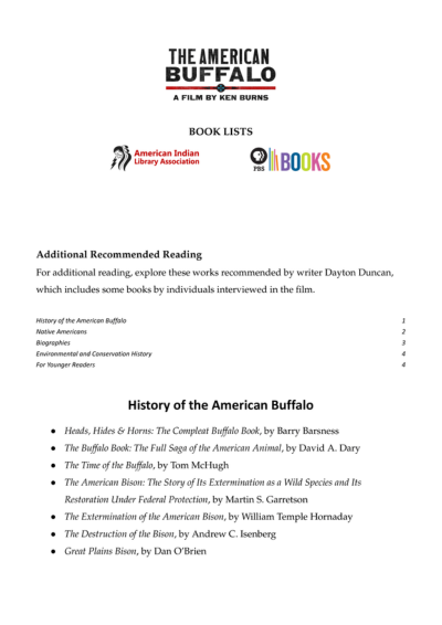Additional Reading - American Buffalo Book List