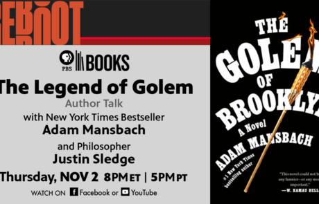 Monster Mash event details and book cover of "The Golem of Brooklyn"