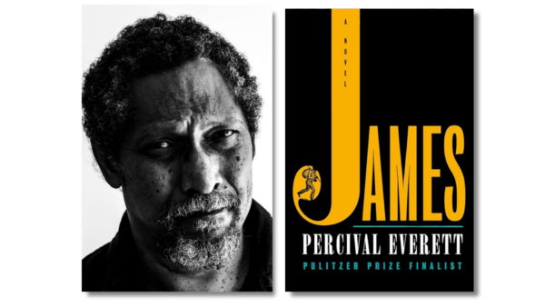 Percival Everett headshot and James Book Cover